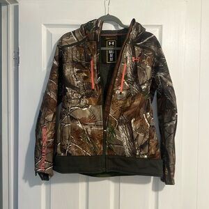 Hooded under armour hunting jacket